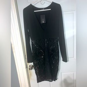 Black sequin mini dress